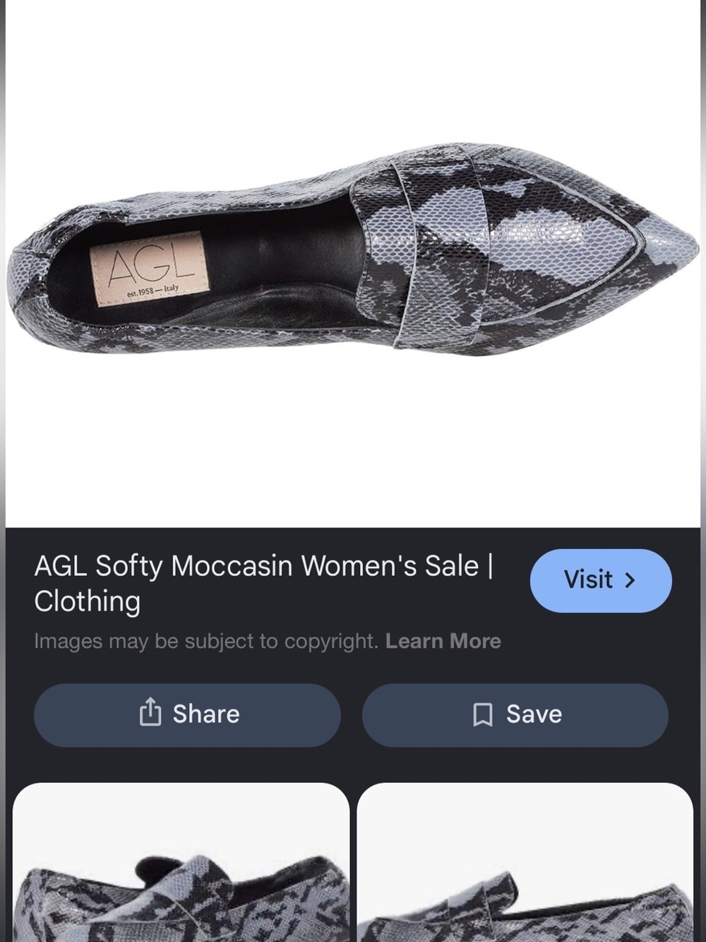 AGL softie moccasin leather loafers 38/7.5-8